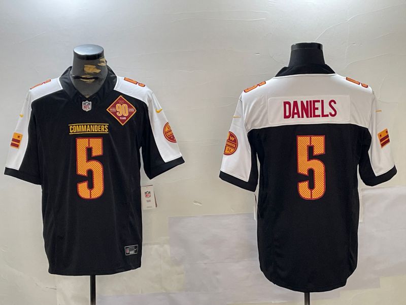 Men 2025 Washington Commanders #5 Daniels Black three generations Nike Limited NFL Jersey style 7->washington commanders->NFL Jersey